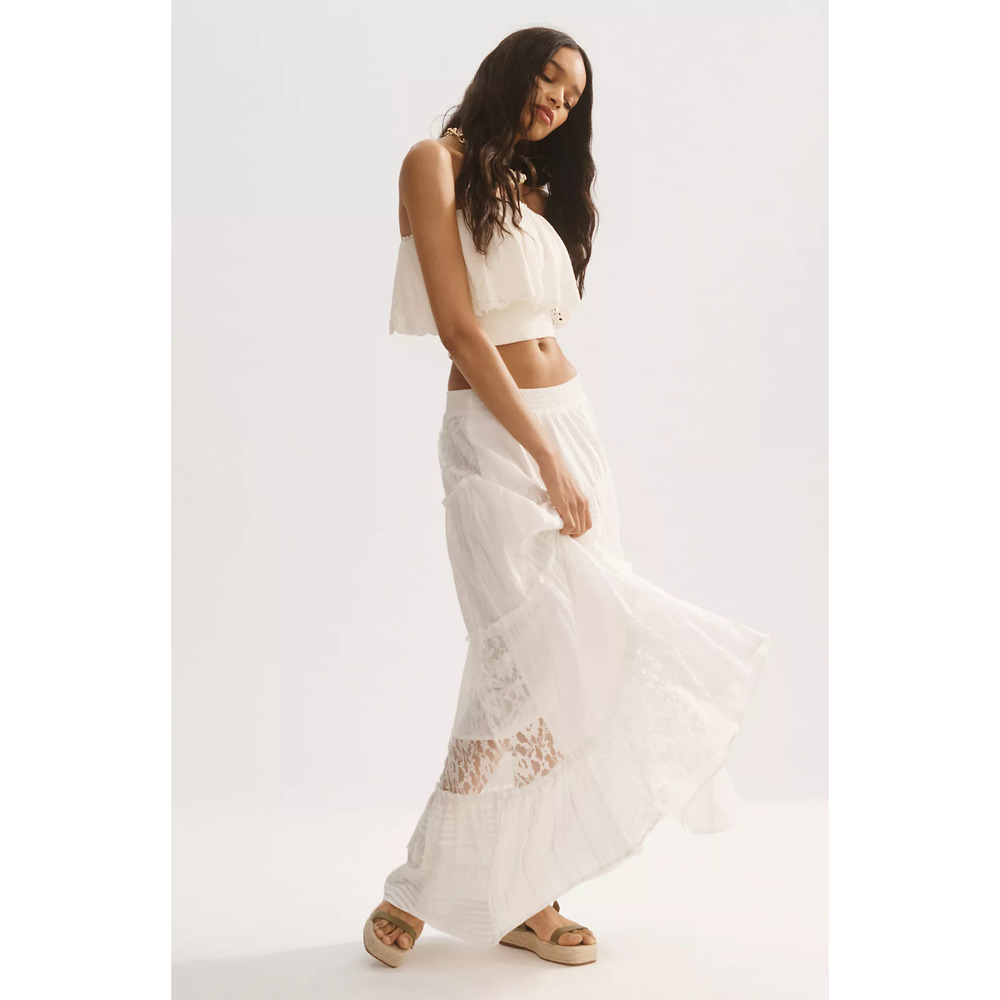Anthropologie Tiered Lace Patchwork Skirt - XSP - Picture 3 of 7